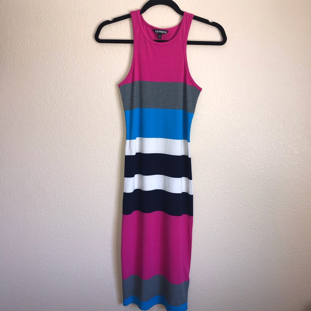 NWOT Racerback Multi Color Bodycon Dress - Picture 2 of 6